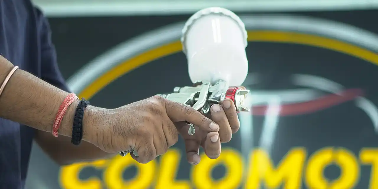 Premium car painting in progress at Colomoto studio Lucknow